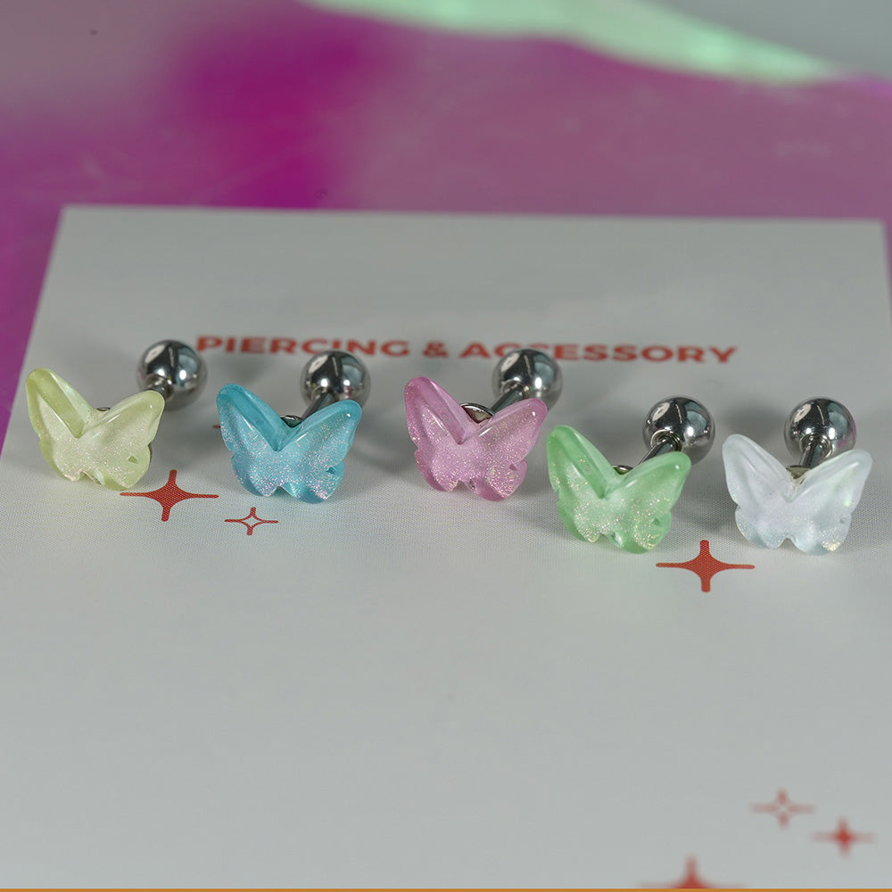 [Surgical] Simple Cubic Butterfly (4 Types) 16G/14G Body Piercing Collection Back Piercing Cartilage Piercing 