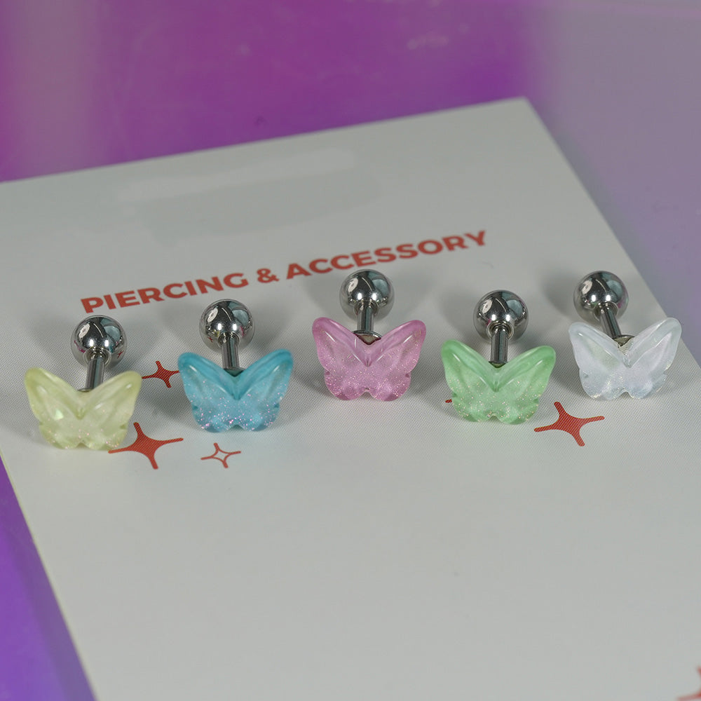 [Surgical] Simple Cubic Butterfly (4 Types) 16G/14G Body Piercing Collection Back Piercing Cartilage Piercing 