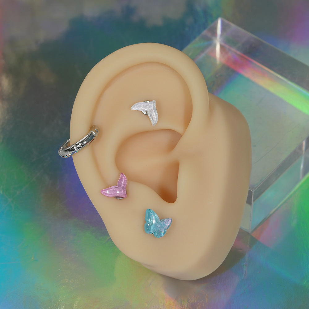 [Surgical] Simple Cubic Butterfly (4 Types) 16G/14G Body Piercing Collection Back Piercing Cartilage Piercing 