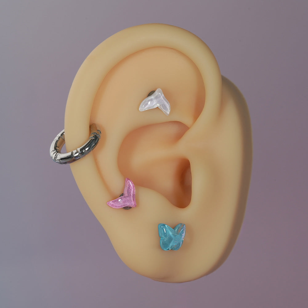 [Surgical] Simple Cubic Butterfly (4 Types) 16G/14G Body Piercing Collection Back Piercing Cartilage Piercing 