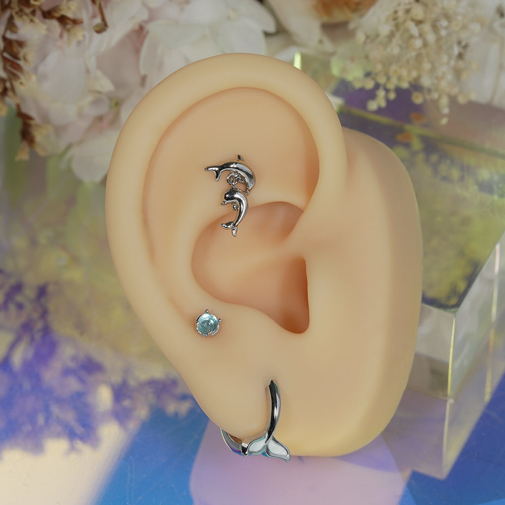 [サージカル ]ドルフィン ピアス 2Type 軟骨ピアス 16G