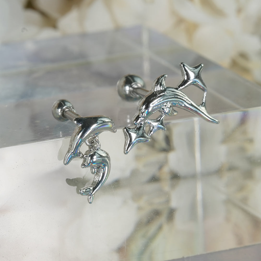 [サージカル ]ドルフィン ピアス 2Type 軟骨ピアス 16G