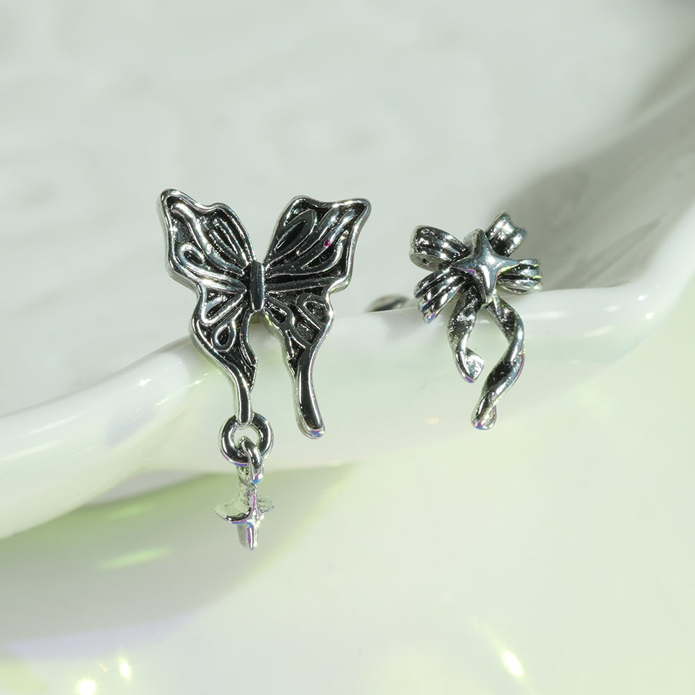 [サージカル]レトロリボン＆バタフライピアス (2Type) 16G/14G 蝶モチーフ ヘリックス 軟骨ピアス