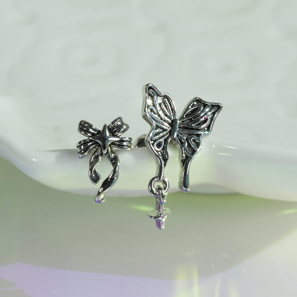 [サージカル]レトロリボン＆バタフライピアス (2Type) 16G/14G 蝶モチーフ ヘリックス 軟骨ピアス