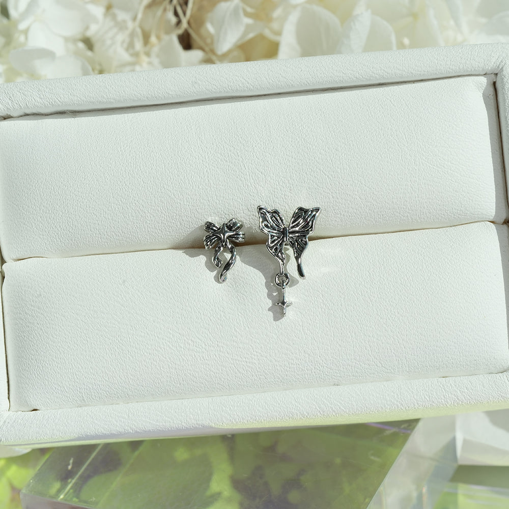 [サージカル]レトロリボン＆バタフライピアス (2Type) 16G/14G 蝶モチーフ ヘリックス 軟骨ピアス