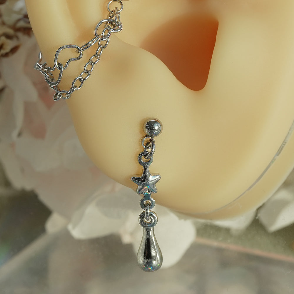 [サージカル]スター＆ハート ティアドロップピアス (2Type) 16G ボディピアス キャッチ
