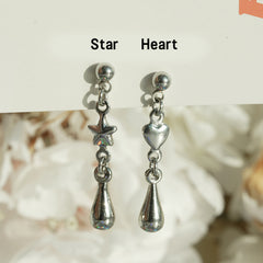 [サージカル]スター＆ハート ティアドロップピアス (2Type) 16G ボディピアス キャッチ