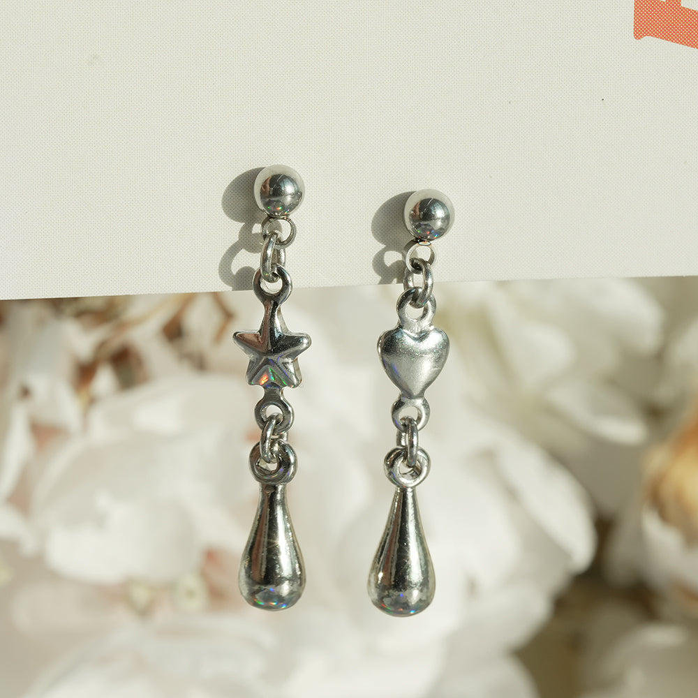 [サージカル]スター＆ハート ティアドロップピアス (2Type) 16G ボディピアス キャッチ