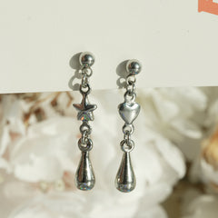 [サージカル]スター＆ハート ティアドロップピアス (2Type) 16G ボディピアス キャッチ