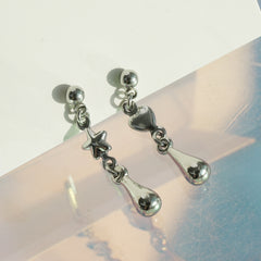 [サージカル]スター＆ハート ティアドロップピアス (2Type) 16G ボディピアス キャッチ