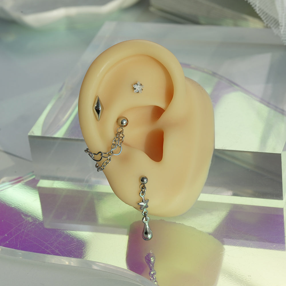 [全サージカル]ボリュームダイヤモンドシェイプピアス 16G ボディピアス キャッチ