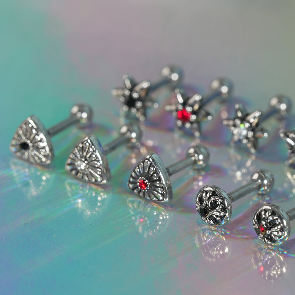 第2弾 [サージカル]アンティークキュービックポイントピアス (12Type) 16G コレクション 軟骨ピアス