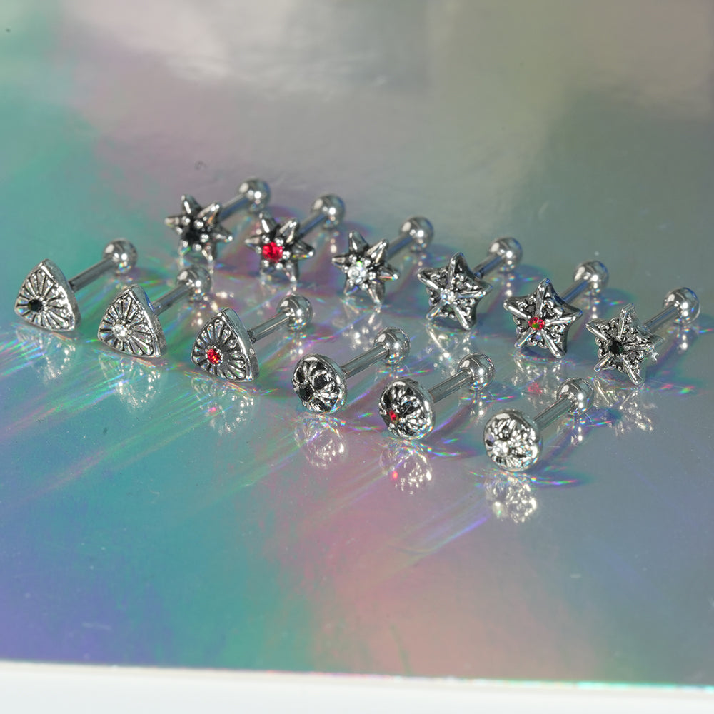 第2弾 [サージカル]アンティークキュービックポイントピアス (12Type) 16G コレクション 軟骨ピアス