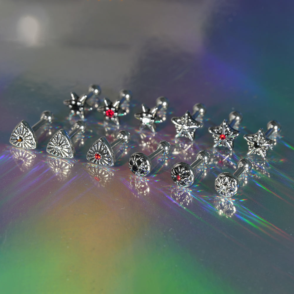 第2弾 [サージカル]アンティークキュービックポイントピアス (12Type) 16G コレクション 軟骨ピアス