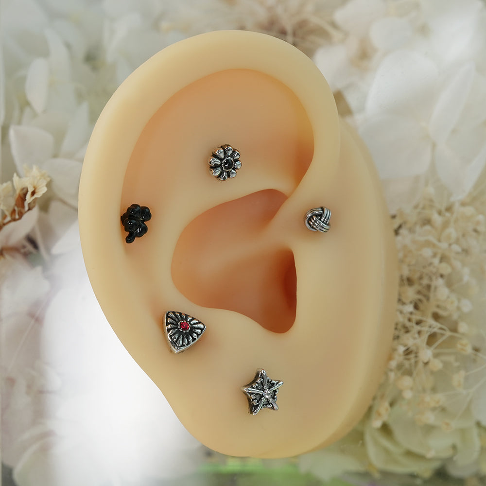 第2弾 [サージカル]アンティークキュービックポイントピアス (12Type) 16G コレクション 軟骨ピアス