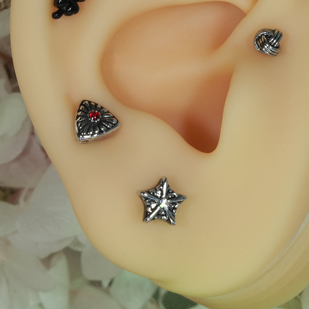 第2弾 [サージカル]アンティークキュービックポイントピアス (12Type) 16G コレクション 軟骨ピアス