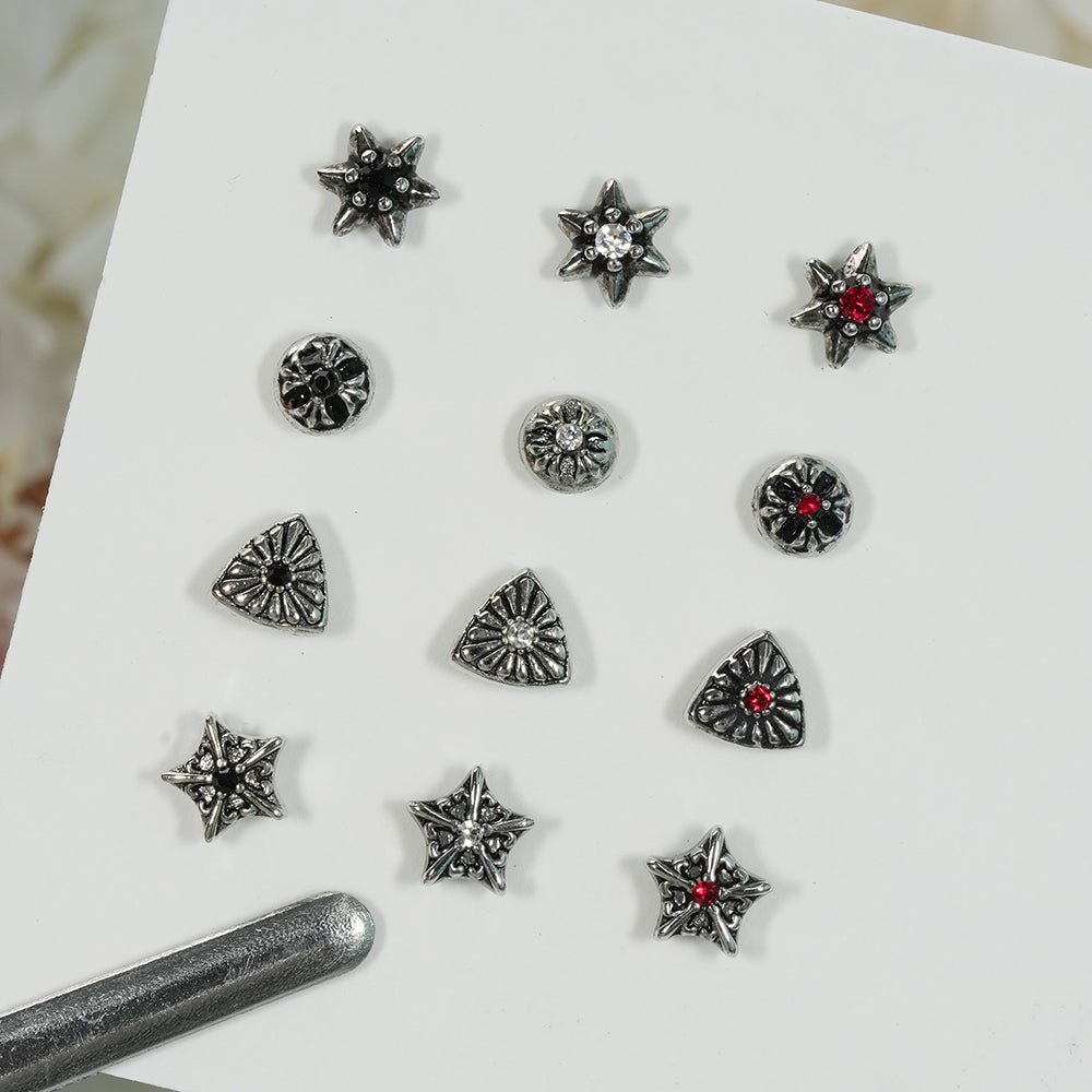 第2弾 [サージカル]アンティークキュービックポイントピアス (12Type) 16G コレクション 軟骨ピアス