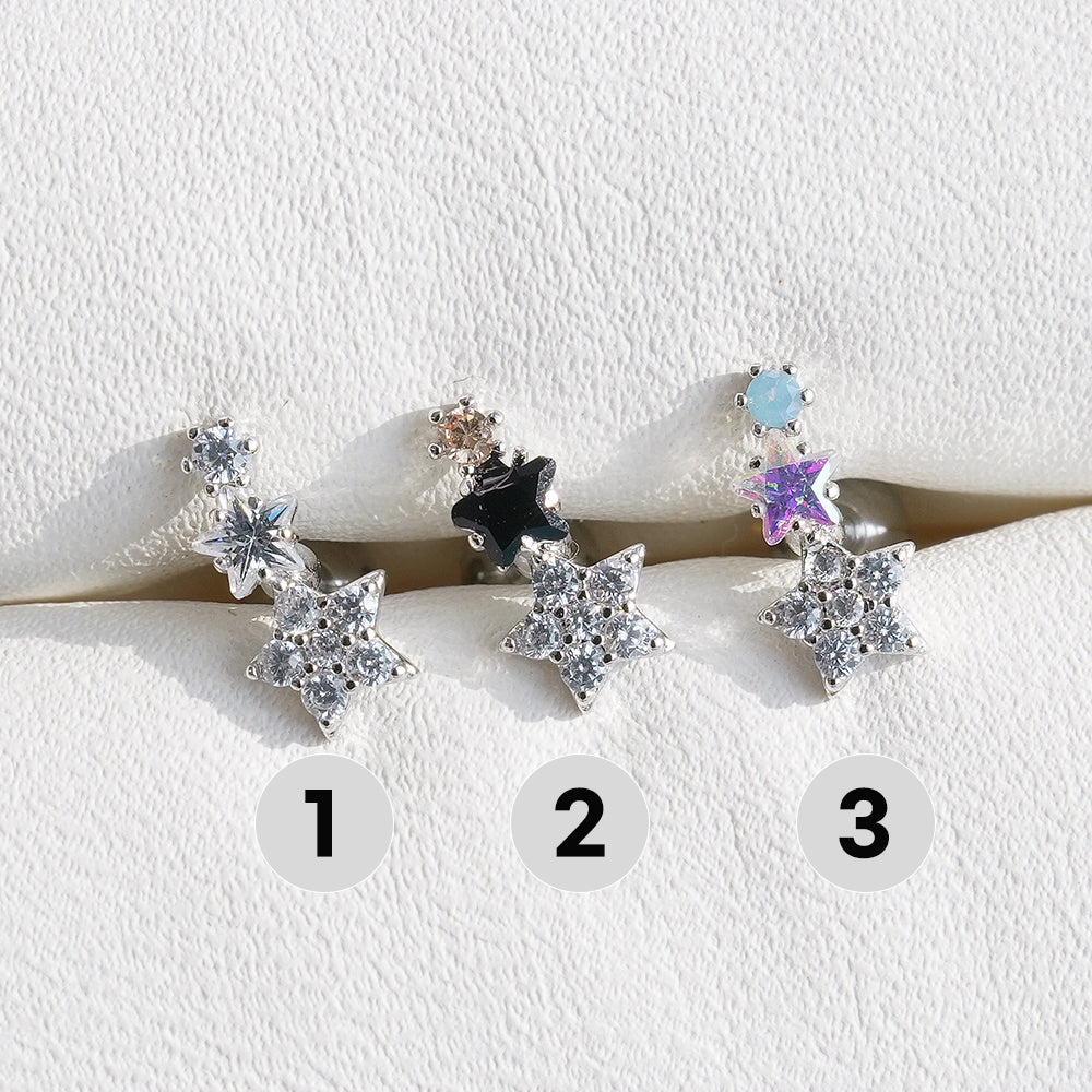 [サージカル]きらめきスターピアス (3Color) 16G/14G スターモチーフ スパークル
