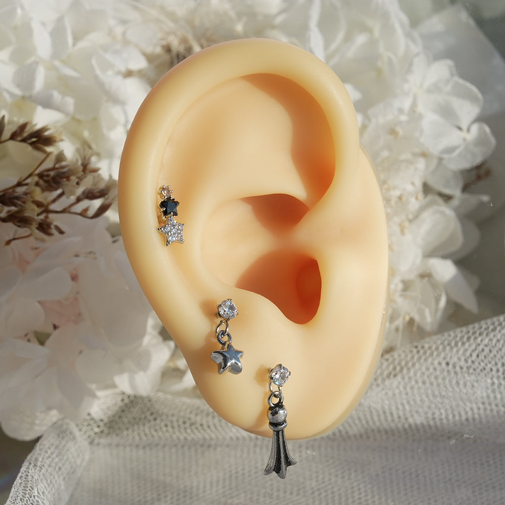 [サージカル]きらめきスターピアス (3Color) 16G/14G スターモチーフ スパークル