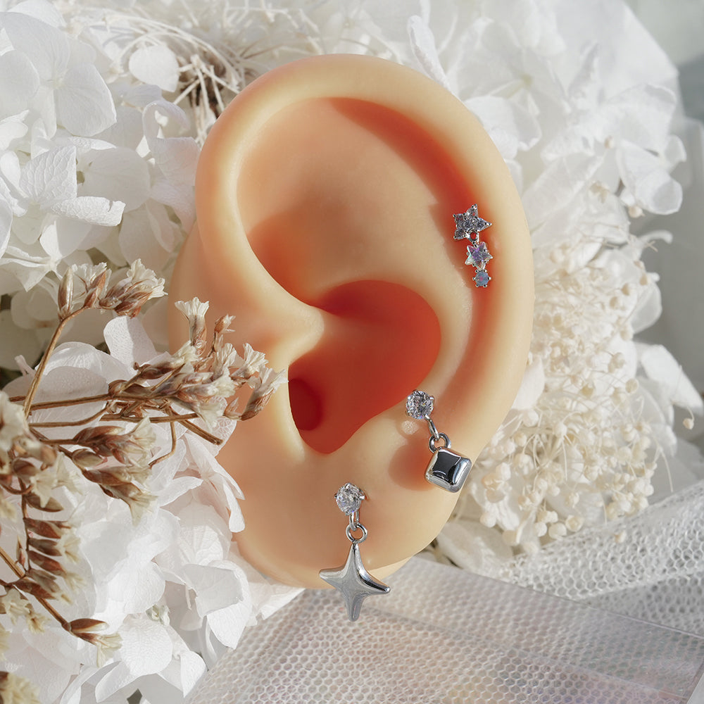 [サージカル]きらめきスターピアス (3Color) 16G/14G スターモチーフ スパークル