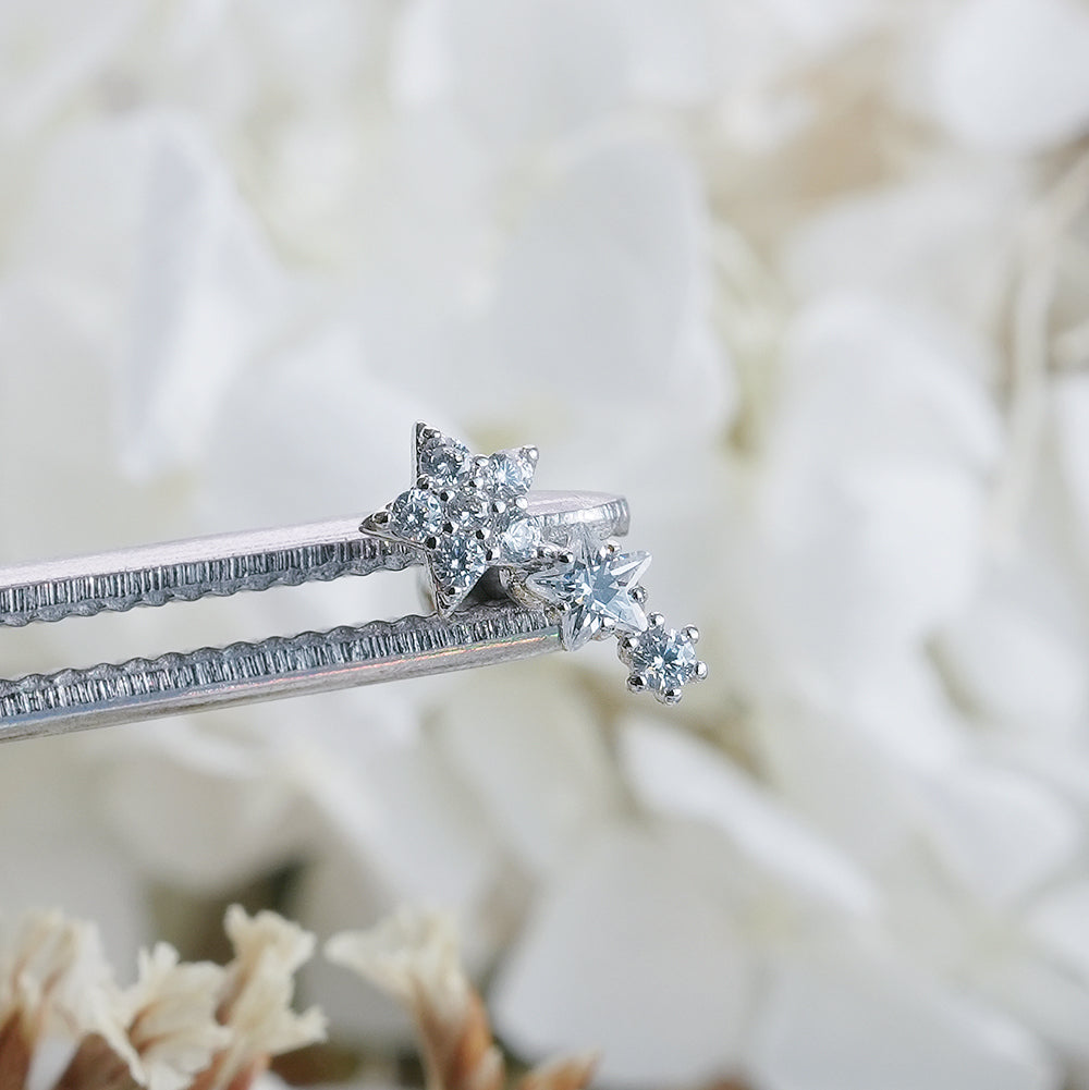 [サージカル]きらめきスターピアス (3Color) 16G/14G スターモチーフ スパークル