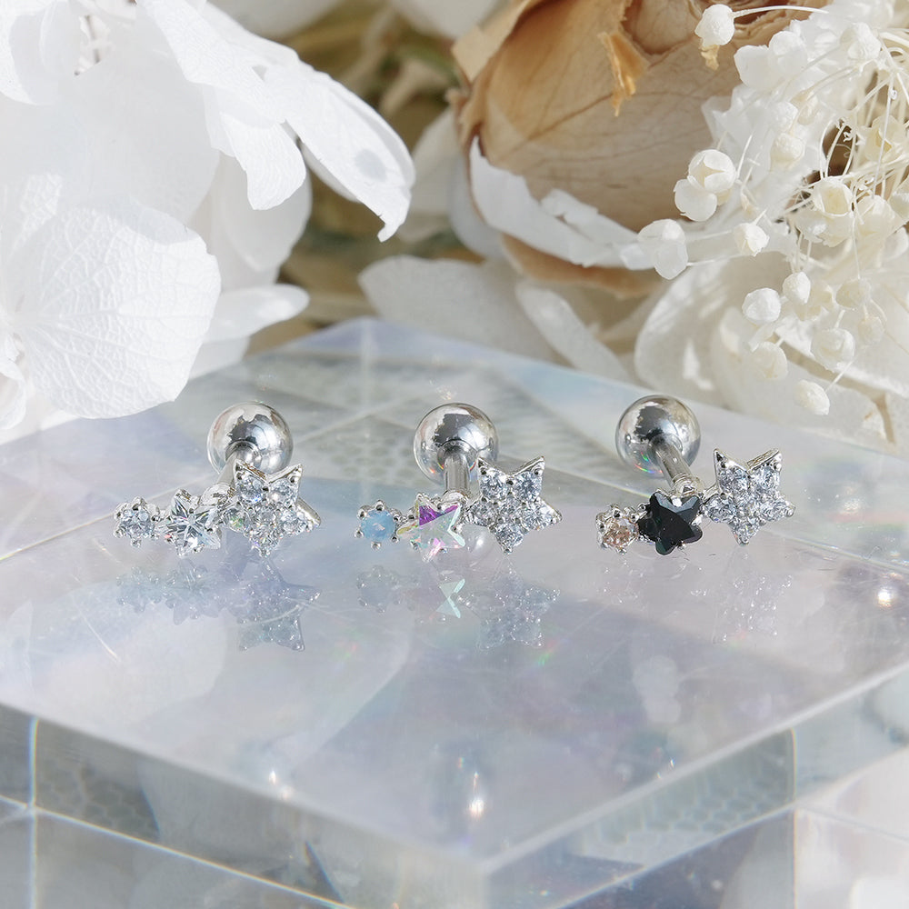 [サージカル]きらめきスターピアス (3Color) 16G/14G スターモチーフ スパークル