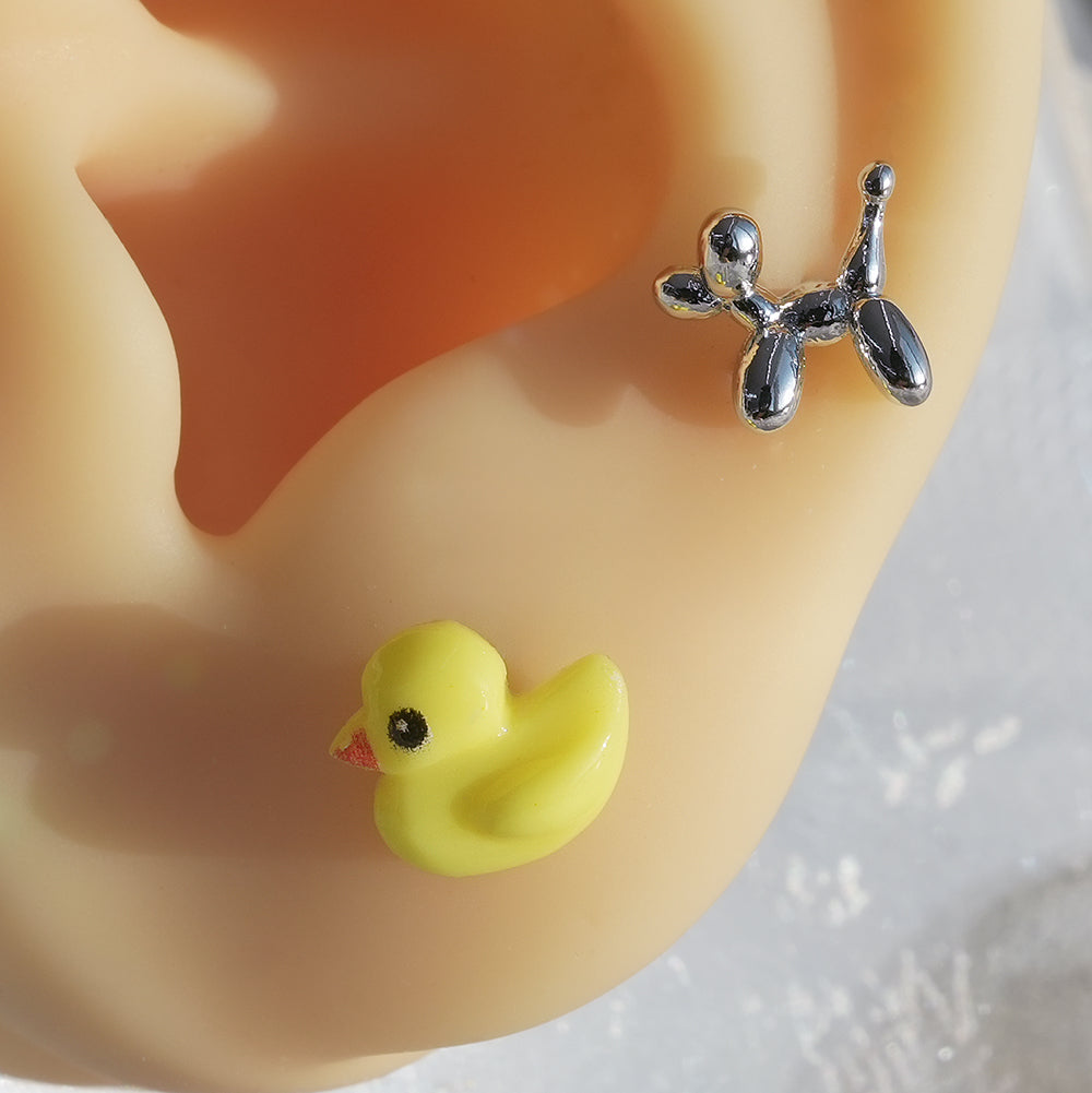 [サージカル]イエロー ベビー ダック ピアス 16G ボディピアス アヒル モチーフ