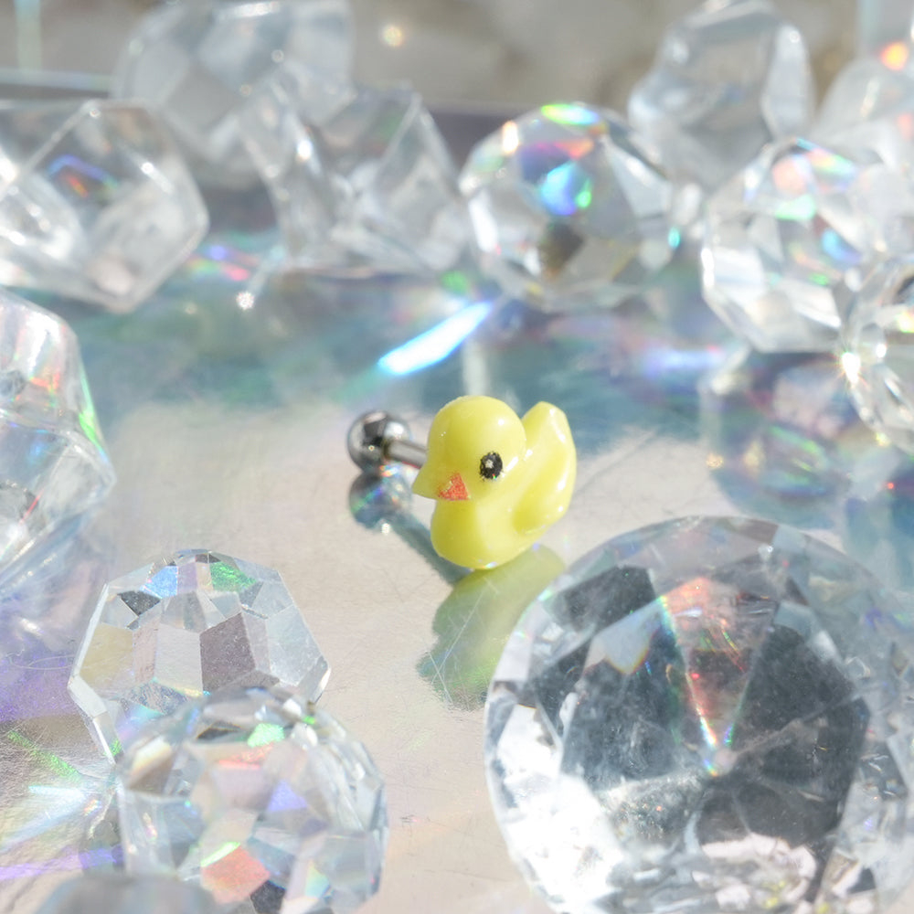 [サージカル]イエロー ベビー ダック ピアス 16G ボディピアス アヒル モチーフ