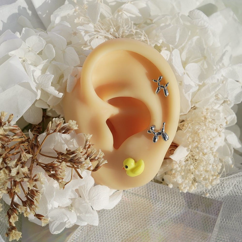 [サージカル]イエロー ベビー ダック ピアス 16G ボディピアス アヒル モチーフ