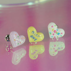 [サージカル]メッセージハート ポイントバーベルピアス (3Color) 16G スイート レターハート