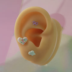 [サージカル]メッセージハート ポイントバーベルピアス (3Color) 16G スイート レターハート