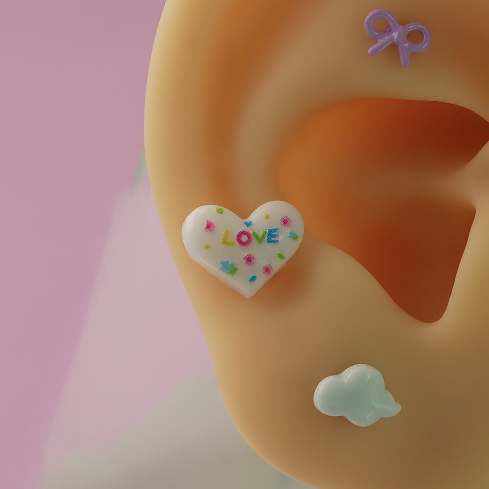 [サージカル]メッセージハート ポイントバーベルピアス (3Color) 16G スイート レターハート