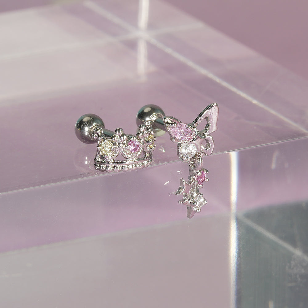 [Surgical] Simple Cubic Butterfly (4 Types) 16G/14G Body Piercing Collection Back Piercing Cartilage Piercing 