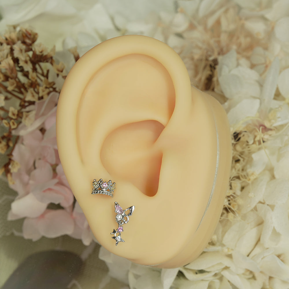 [Surgical] Simple Cubic Butterfly (4 Types) 16G/14G Body Piercing Collection Back Piercing Cartilage Piercing 