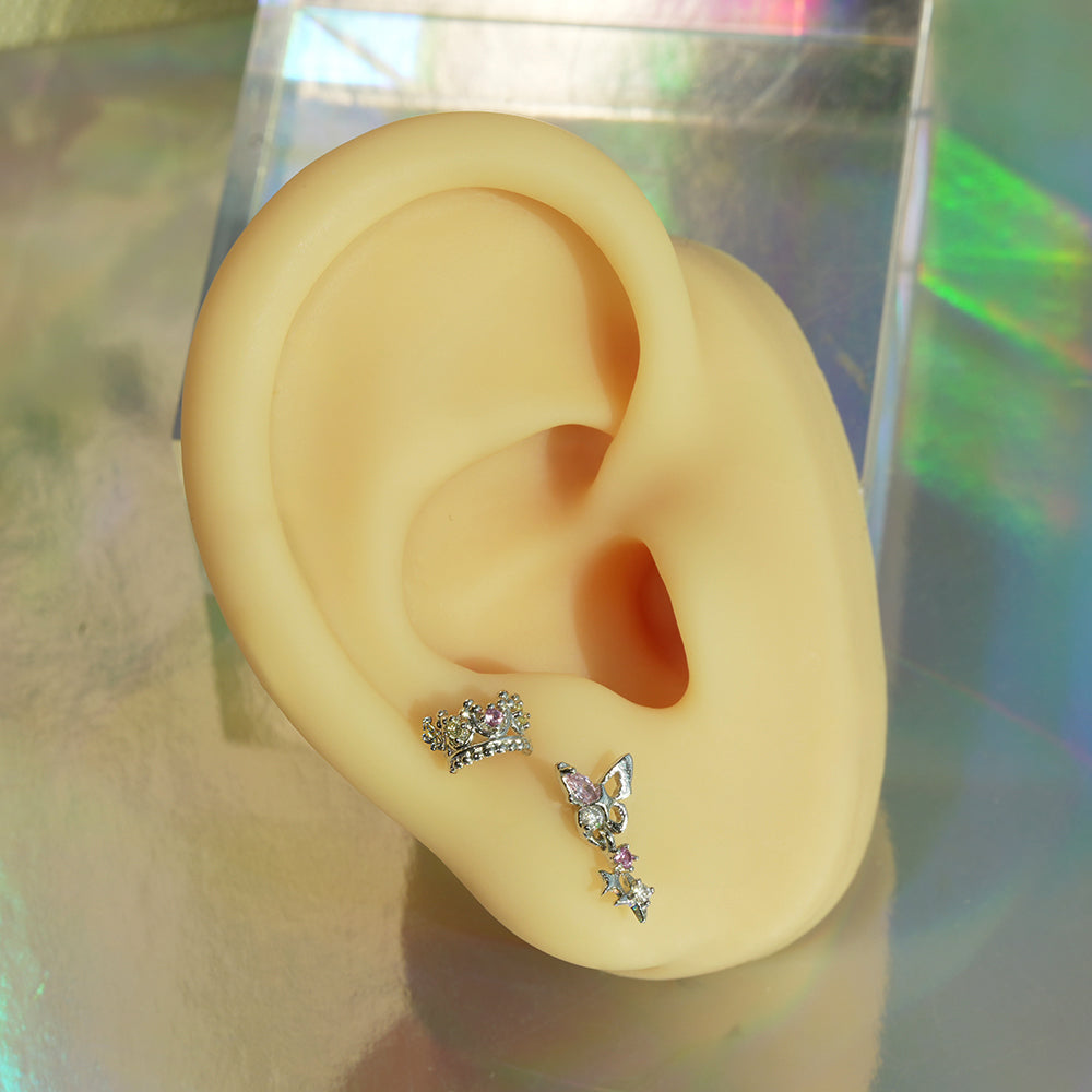 [Surgical] Simple Cubic Butterfly (4 Types) 16G/14G Body Piercing Collection Back Piercing Cartilage Piercing 