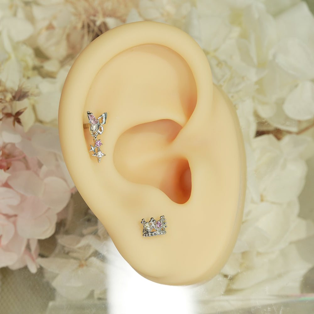 [Surgical] Simple Cubic Butterfly (4 Types) 16G/14G Body Piercing Collection Back Piercing Cartilage Piercing 