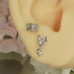 [Surgical] Simple Cubic Butterfly (4 Types) 16G/14G Body Piercing Collection Back Piercing Cartilage Piercing 