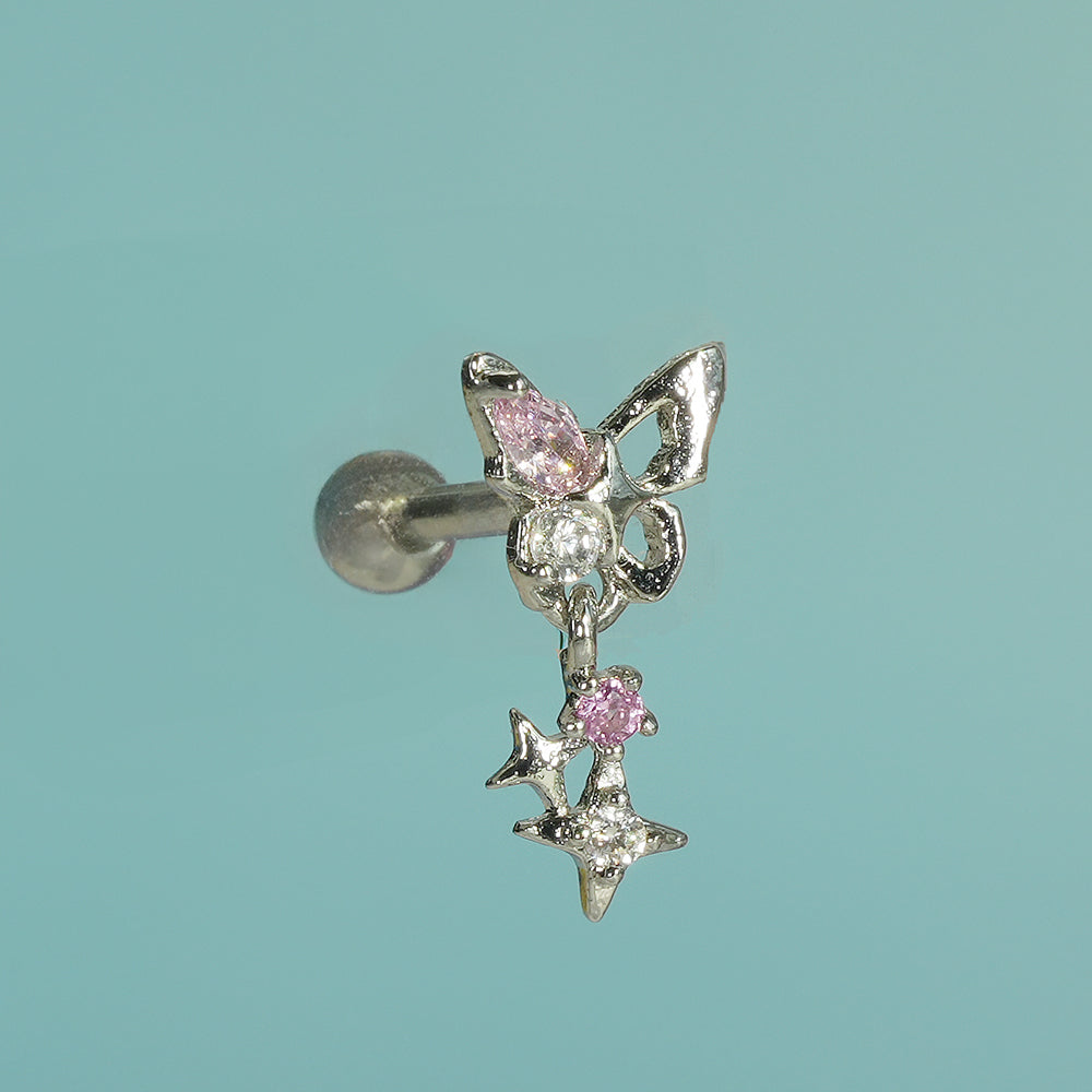 [Surgical] Simple Cubic Butterfly (4 Types) 16G/14G Body Piercing Collection Back Piercing Cartilage Piercing 
