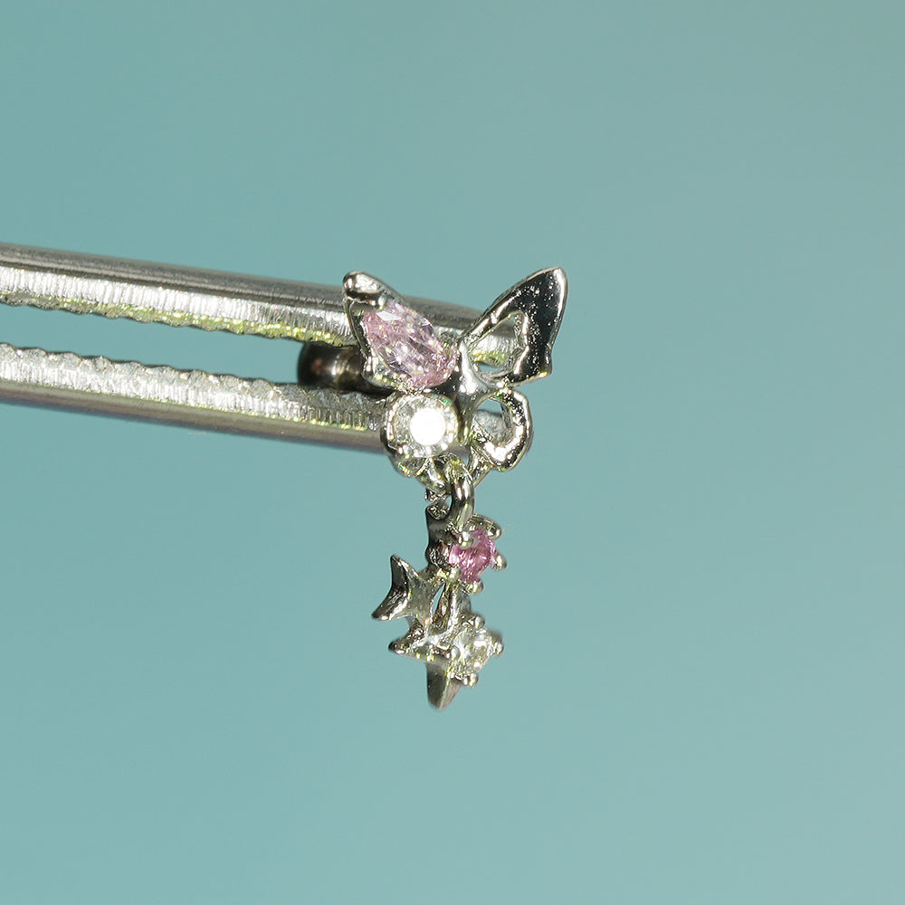 [Surgical] Simple Cubic Butterfly (4 Types) 16G/14G Body Piercing Collection Back Piercing Cartilage Piercing 