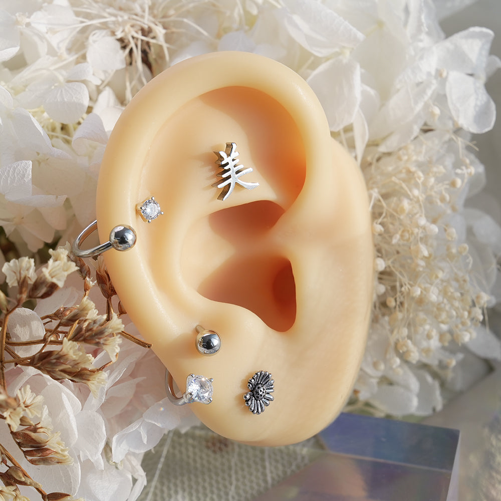 [全サージカルステンレス] 漢字モチーフ ピアス 10種 和風 漢字ピアス