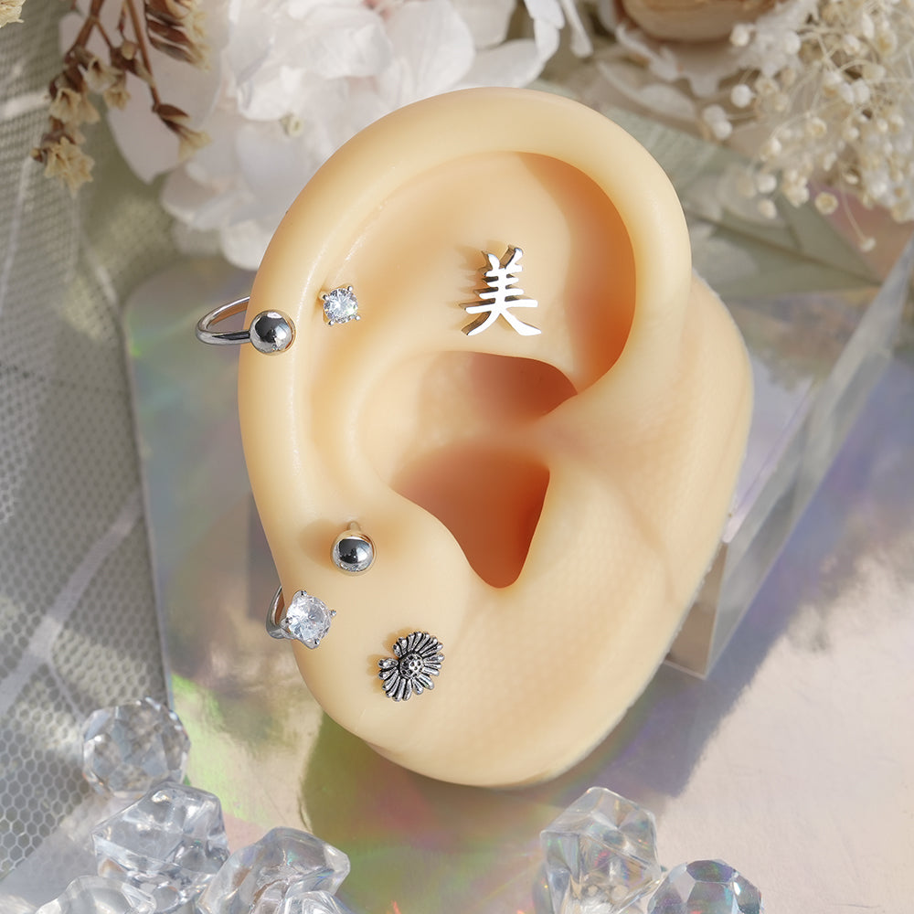 [全サージカルステンレス] 漢字モチーフ ピアス 10種 和風 漢字ピアス