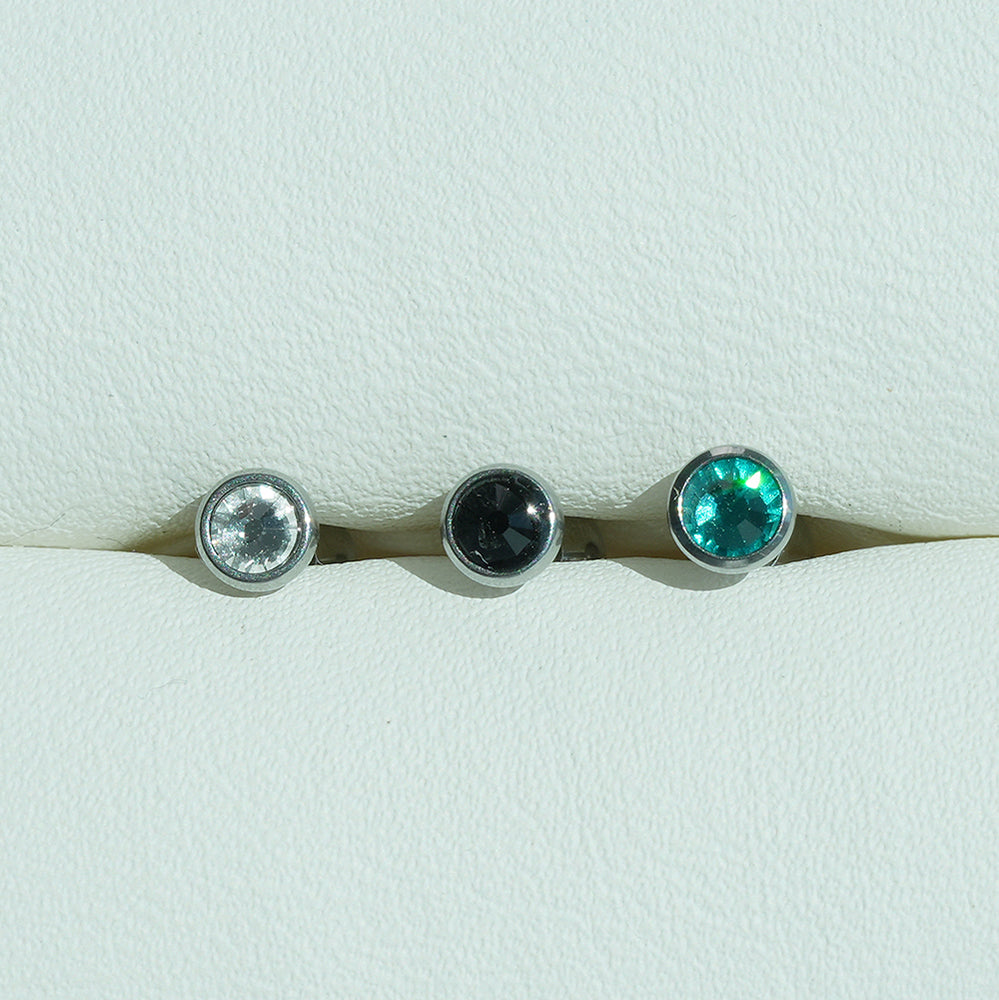 [全サージカルステンレス] ラウンドカット キュービック バーベルピアス 16G 軟骨ピアス ボディピアス ジュエルピアス