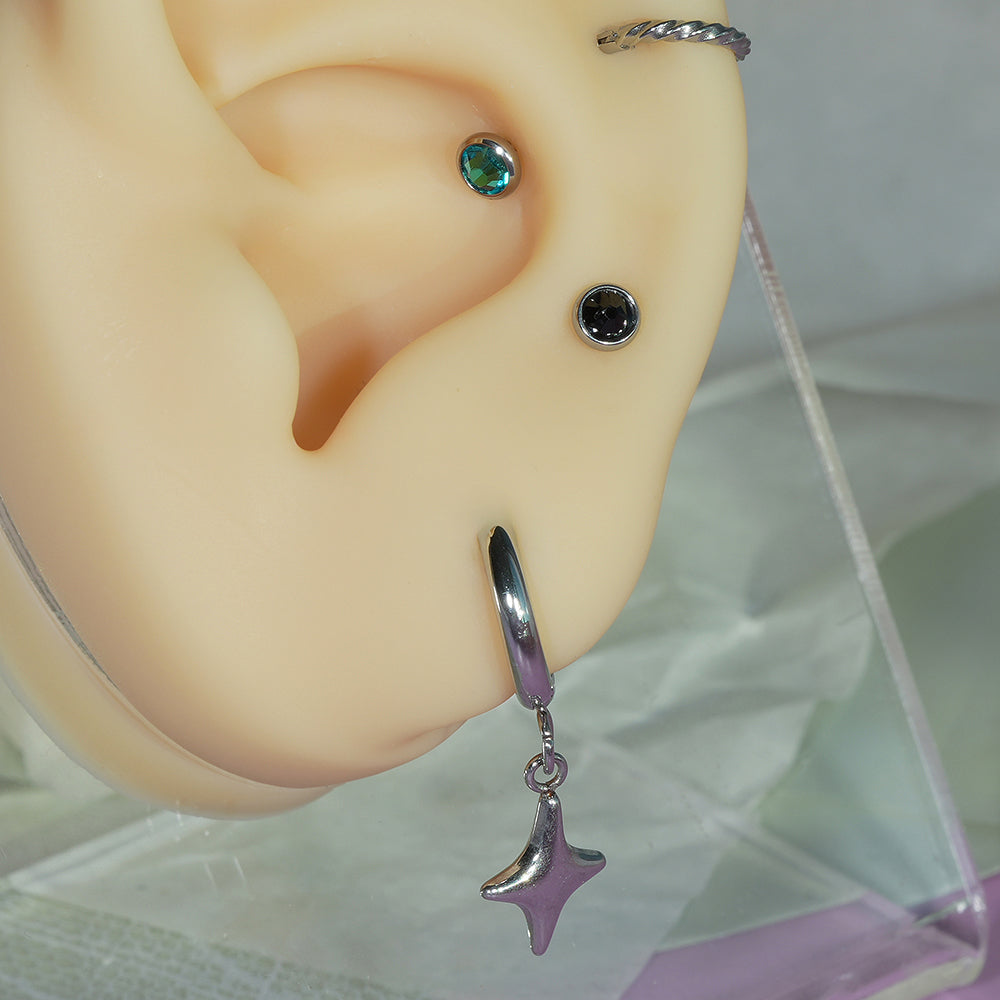 [全サージカルステンレス] ラウンドカット キュービック バーベルピアス 16G 軟骨ピアス ボディピアス ジュエルピアス