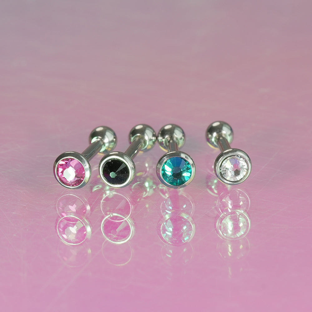 [全サージカルステンレス] ラウンドカット キュービック バーベルピアス 16G 軟骨ピアス ボディピアス ジュエルピアス