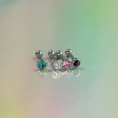 [全サージカルステンレス] ラウンドカット キュービック バーベルピアス 16G 軟骨ピアス ボディピアス ジュエルピアス