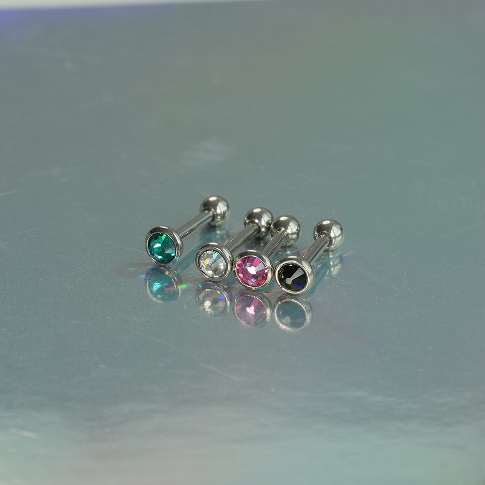[全サージカルステンレス] ラウンドカット キュービック バーベルピアス 16G 軟骨ピアス ボディピアス ジュエルピアス