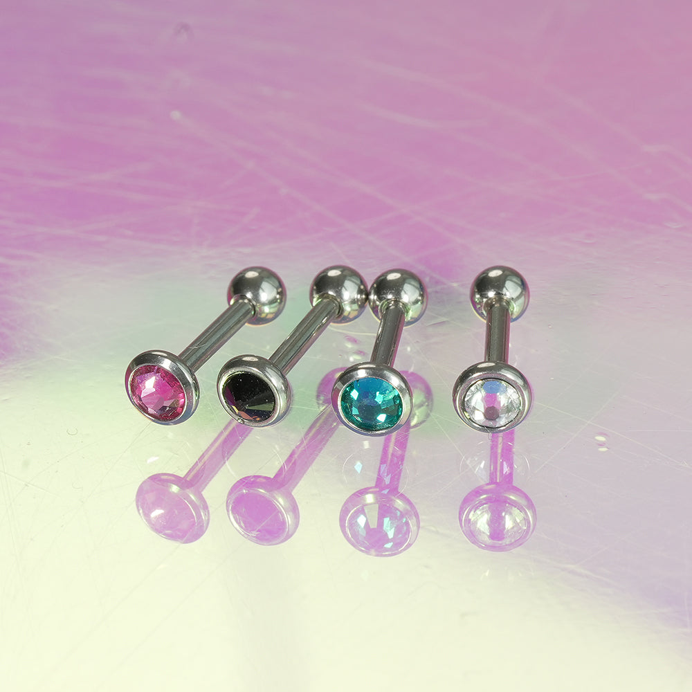 [全サージカルステンレス] ラウンドカット キュービック バーベルピアス 16G 軟骨ピアス ボディピアス ジュエルピアス