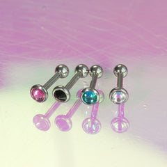 [全サージカルステンレス] ラウンドカット キュービック バーベルピアス 16G 軟骨ピアス ボディピアス ジュエルピアス