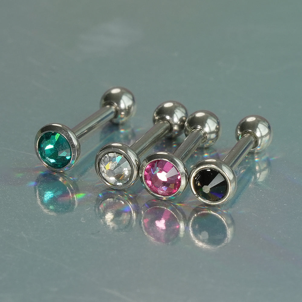 [全サージカルステンレス] ラウンドカット キュービック バーベルピアス 16G 軟骨ピアス ボディピアス ジュエルピアス