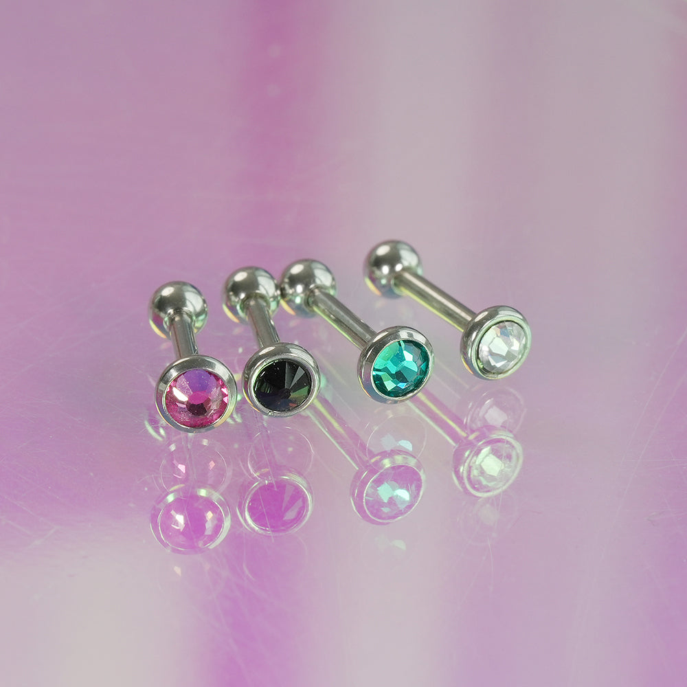 [全サージカルステンレス] ラウンドカット キュービック バーベルピアス 16G 軟骨ピアス ボディピアス ジュエルピアス